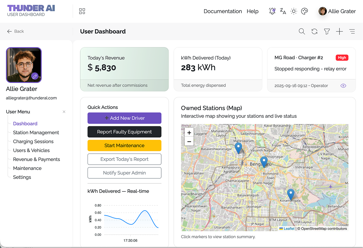 EV Charging Station Dashboard